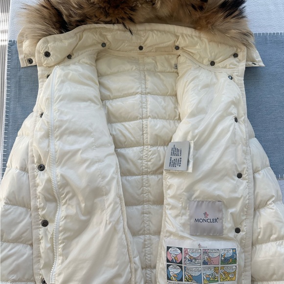 Ivory Moncler Coat with Real Fur Trim - Picture 3 of 7